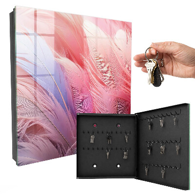 Armoire à clés murale De magnifiques plumes roses