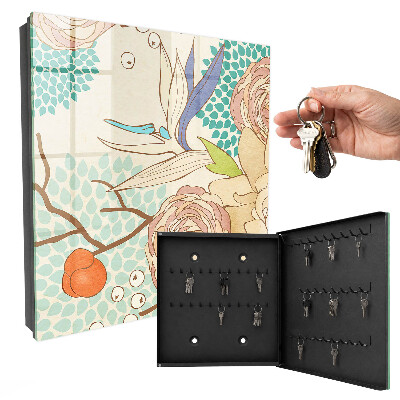 Armoire à clés murale Fleurs abstraites