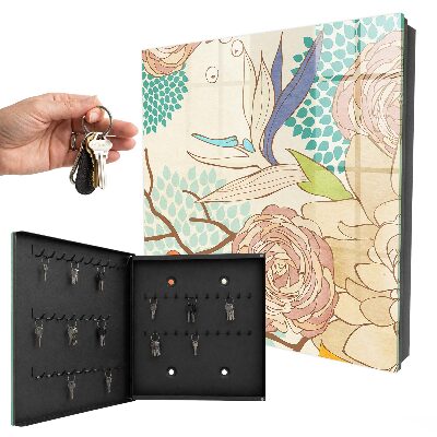 Armoire à clés murale Fleurs abstraites