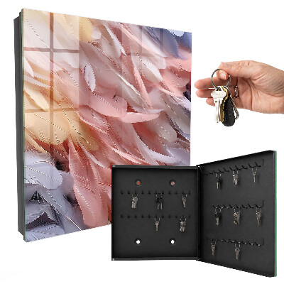 Armoire à clés murale Plumes pastel