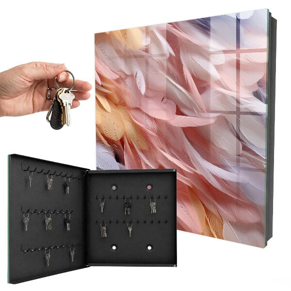 Armoire à clés murale Plumes pastel