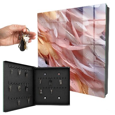 Armoire à clés murale Plumes pastel