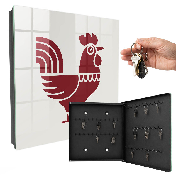Armoire à clés murale Coq de style folklorique