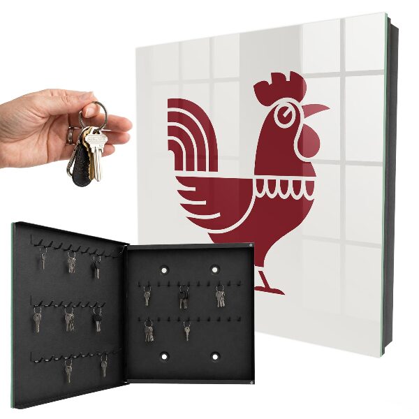 Armoire à clés murale Coq de style folklorique