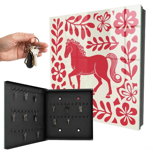 Armoire à clés murale Illustration populaire avec un motif de cheval