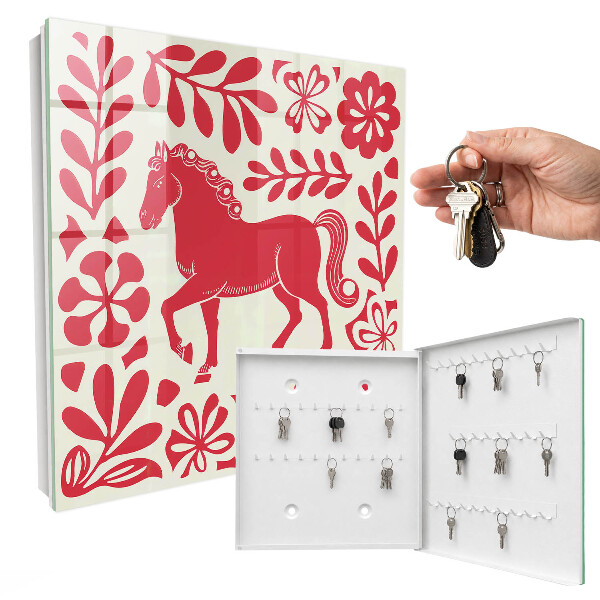 Armoire à clés murale Illustration populaire avec un motif de cheval