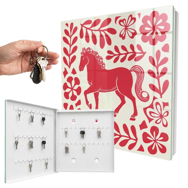 Armoire à clés murale Illustration populaire avec un motif de cheval