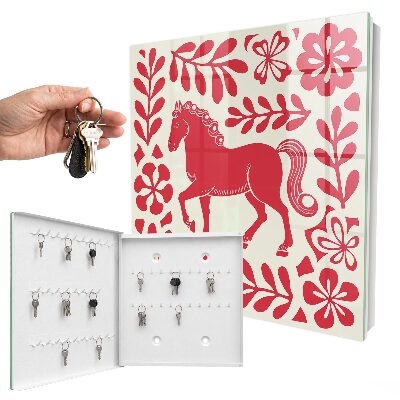 Armoire à clés murale Illustration populaire avec un motif de cheval