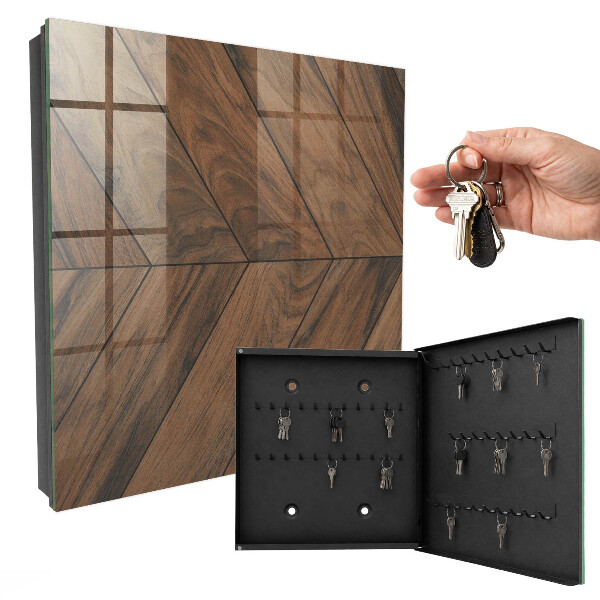Armoire à clés murale Arête de poisson en bois