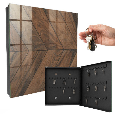 Armoire à clés murale Arête de poisson en bois