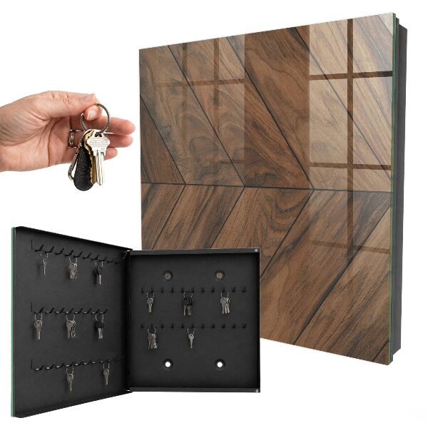 Armoire à clés murale Arête de poisson en bois