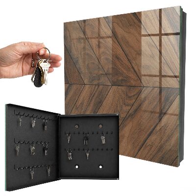 Armoire à clés murale Arête de poisson en bois