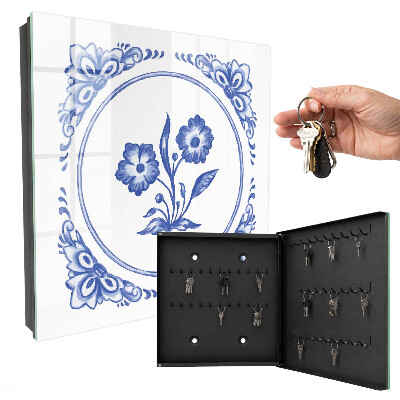Boîte à clés decorative Fleurs bleues