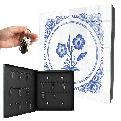 Boîte à clés decorative Fleurs bleues
