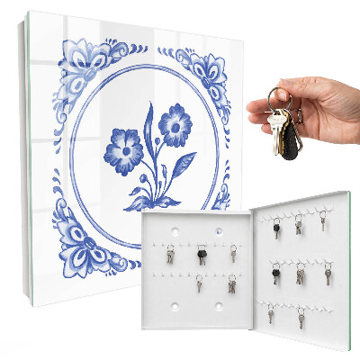 Boîte à clés decorative Fleurs bleues
