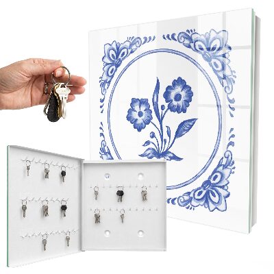 Boîte à clés decorative Fleurs bleues