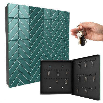 Armoire à clés murale Motif à chevrons turquoise