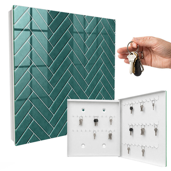 Armoire à clés murale Motif à chevrons turquoise