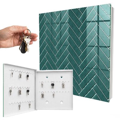 Armoire à clés murale Motif à chevrons turquoise