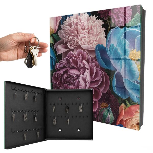 Armoire à clés murale Fleurs colorées