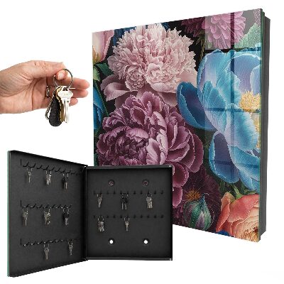 Armoire à clés murale Fleurs colorées