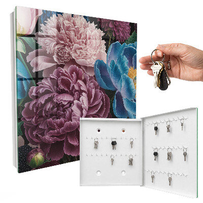 Armoire à clés murale Fleurs colorées