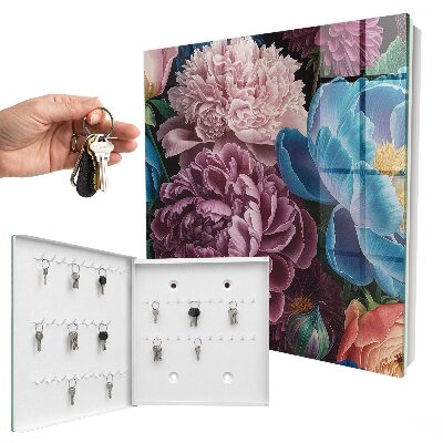 Armoire à clés murale Fleurs colorées