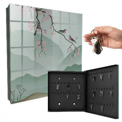 Boîte à clés decorative Oiseaux et fleurs