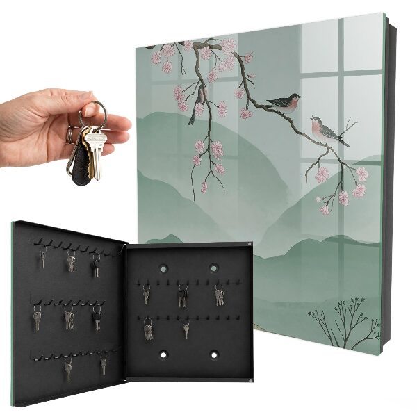 Boîte à clés decorative Oiseaux et fleurs