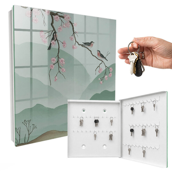 Boîte à clés decorative Oiseaux et fleurs
