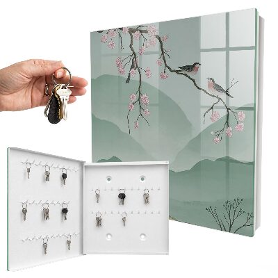 Boîte à clés decorative Oiseaux et fleurs