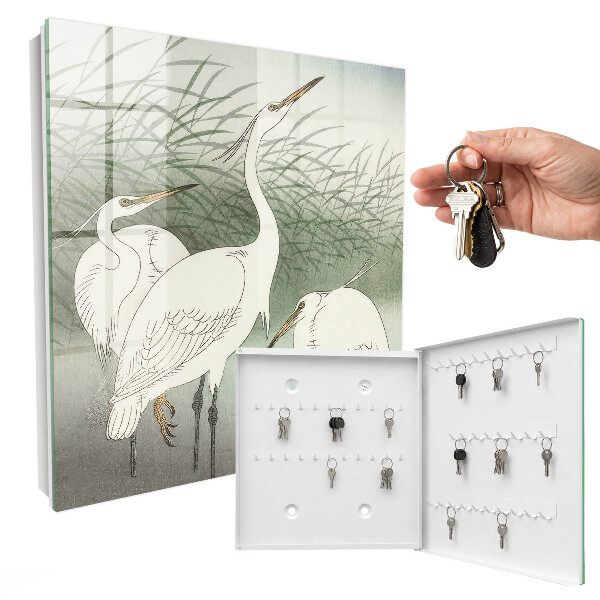 Armoire à clés murale Hérons et herbes