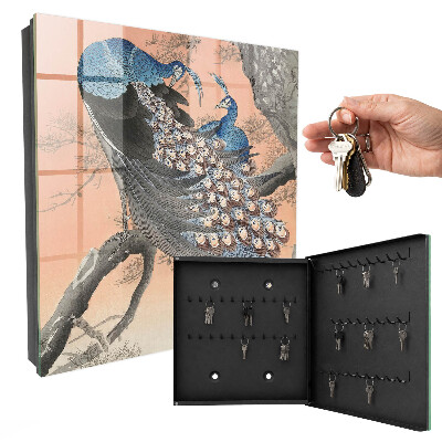 Armoire à clés murale La beauté du paon