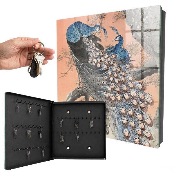 Armoire à clés murale La beauté du paon