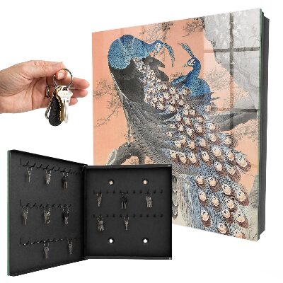 Armoire à clés murale La beauté du paon