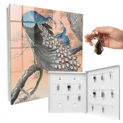 Armoire à clés murale La beauté du paon