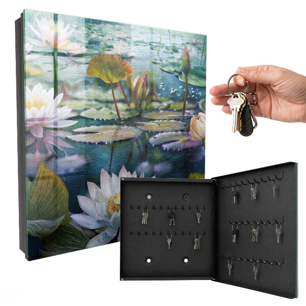 Armoire à clés murale Fleurs aquatiques