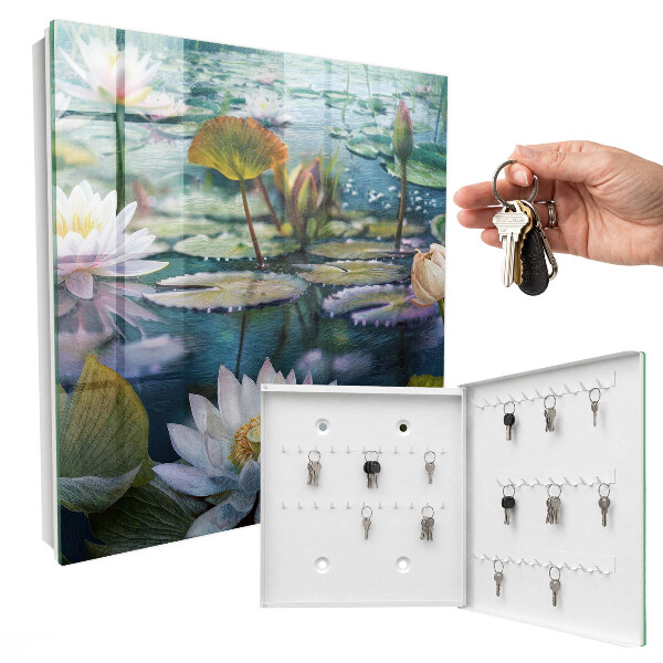 Armoire à clés murale Fleurs aquatiques