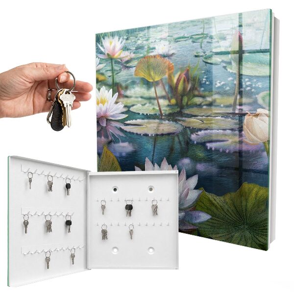Armoire à clés murale Fleurs aquatiques