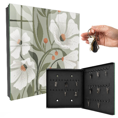 Armoire à clés murale Fleurs beiges