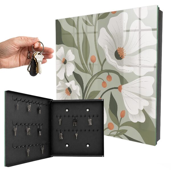 Armoire à clés murale Fleurs beiges
