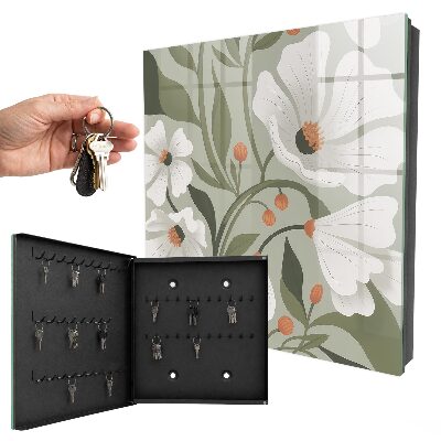 Armoire à clés murale Fleurs beiges