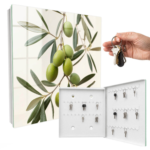 Armoire à clés murale Une branche avec des oliviers