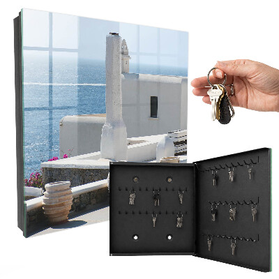 Armoire à clés murale Maisons blanches en Grèce au bord de la mer