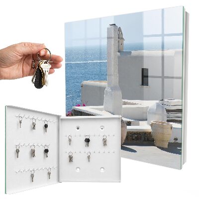 Armoire à clés murale Maisons blanches en Grèce au bord de la mer