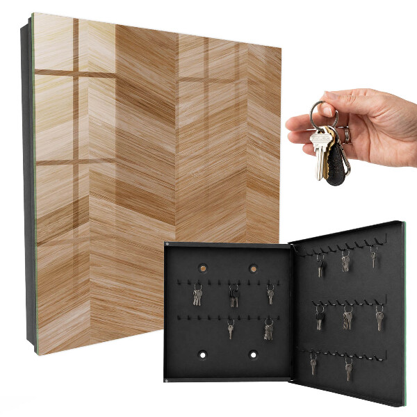 Armoire à clés murale Arête de poisson en bois