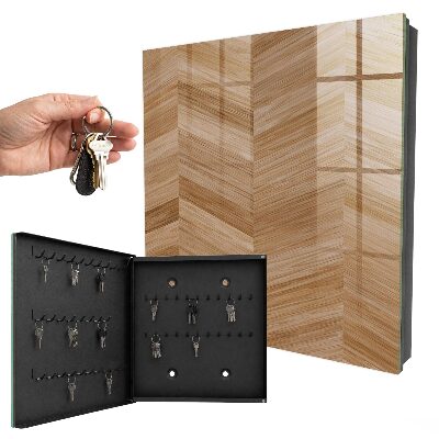 Armoire à clés murale Arête de poisson en bois
