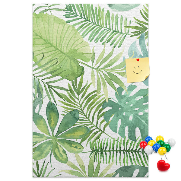 Tableau en liège fantaisie Motif de feuilles tropicales dans des tons de vert