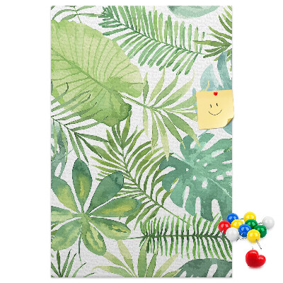 Tableau en liège fantaisie Motif de feuilles tropicales dans des tons de vert