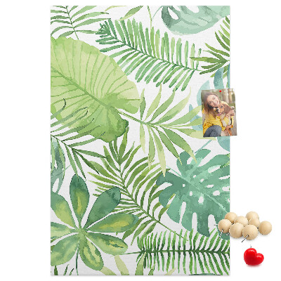 Tableau en liège fantaisie Motif de feuilles tropicales dans des tons de vert